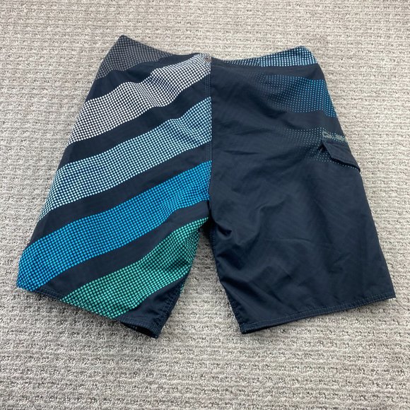 QUIKSILVER Swim Trunks Men 32 Black Blue Green Polka Dots Surf Board Shorts - Picture 7 of 11